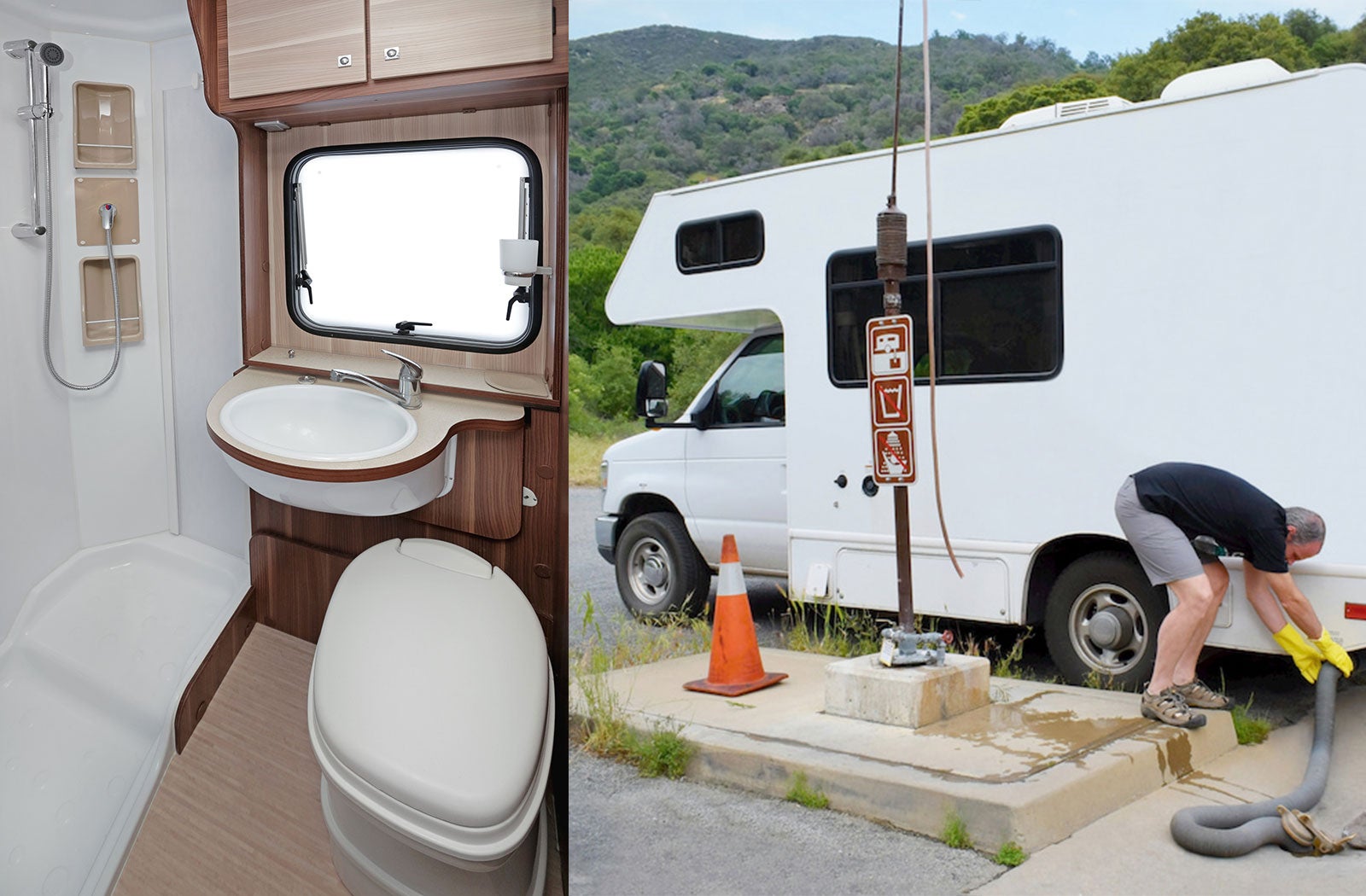 Portable RV/camper toilet and holding tank setup in Rogersville, Tennessee