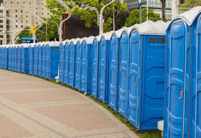 Seasonal porta potty units set up at a Rogersville, Tennessee venue